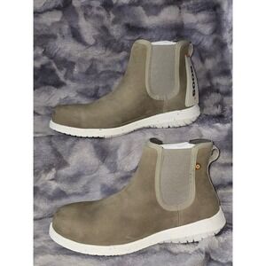 NWB Bogs Cypress Chelsea Safety Toe‎ Taupe Green Waterproof Boots SZ 9.5